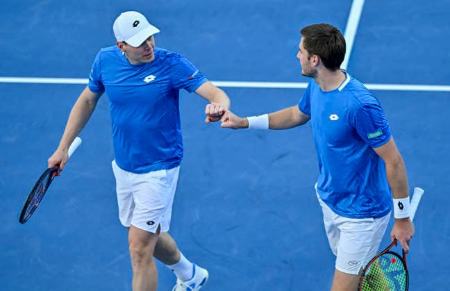 ATP, Tennis Herren Qatar ExxonMobil Open-Doubles Final Harri Heliovaara (L) of Finland and Henry Patten of Great Britain competes against Julian Cash and Lloyd Glasspool of Great Britain in the Doubles Final match at the ATP men s Qatar ExxonMobil Open 2026 tennis tournament at the Khalifa International Tennis Complex in Doha, Qatar, on February 20, 2026. DOHA Qatar Copyright: xNOUSHADx