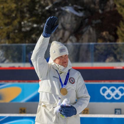 Winter Olympics - Biathlon Men Mass Start 15 Kilometers Podium J Dale Skjevdal (NOR) during Olympic Winter games, Winterspiele,Spiele, Summer games Milano-Cortina 2026, Biathlon Men s 15 km Mass Start on February 20, 2026 at Antholz-Anterselva Biathlon Arena in Anterselva, Italy Photo by Luciano Maria Bisi IPA ABACAPRESS.COM Cortina D Ampezzo Italy  Copyright: xIPAxSport ABACAx