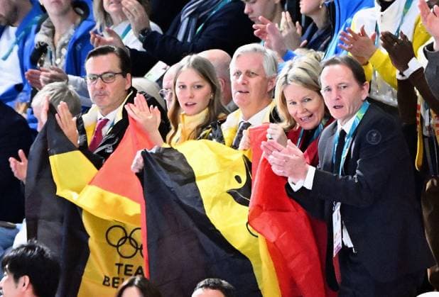 Belgian ambassador to Italy, Andy Detaille, Princess Eleonore, Queen Mathilde of Belgium, King Philippe - Filip of Belgium and BOIC - COIB chairman Jean-Michel Saive attend the Women s 1500m Speed skating, Eisschnelllauf race at the Milano Cortina 2026 Olympic Winter games, Winterspiele,Spiele, Summer games on Friday 20 February 2026 in Milan, Italy. The XXV Winter Olympics take place from 6 to 22 February 2026 in Italy. JASPERxJACOBS  x164335878x