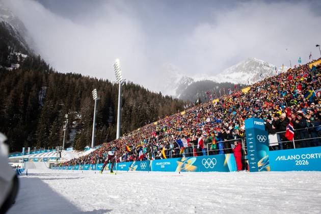 MILANO CORTINA 2026 - OLYMPISCHE WINTERSPIELE - ANTERSELVA - BIATHLON - MASSENSTART 15KM MÄNNER ** NUR FÜR REDAKTIONELLE ZWECKE ** EDITORIAL USE ONLY **<p>20 02 2026-Anterselva: Olympische Winterspiele Milano Cortina 2026 Biathlon Anterselva Biathlon Arena - Antholz Event: 15km Massenstart Männer im Foto: Joscha Burkhalter 26 (SUI), Nicola Romanin 28 (ITA) und Campbell Wright 11 (USA) stoppen vor dem Ziel und starten kurz danach einen gemeinsamen Zielsprint. ( Italien Venetien Antholz Copyright: SaschaxFromm *** MILANO CORTINA 2026 OLYMPIC WINTER GAMES ANTERSELVA BIATHLON MASS START 15KM MEN FOR EDITORIAL PURPOSES ONLY p 20 02 2026 Anterselva Olympic Winter Games Milano Cortina 2026 Biathlon Anterselva Biathlon Arena Antholz Event 15km Mass Start Men in photo Joscha Burkhalter 26 SUI , Nicola Romanin 28 ITA and Campbell Wright 11 USA stop before the finish and start a joint sprint to the finish shortly afterwards Italy Veneto Anterselva Copyright SaschaxFromm Copyright: SaschaxFromm doc84nrkte0uig14e64rgze ,EDITORIAL USE ONLY