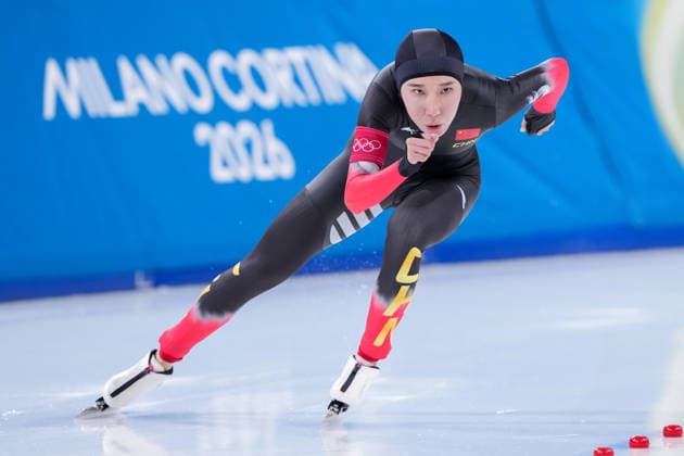 2026-02-20 - Milano Cortina 2026 Winter Olympics 1500m Women MILAN, ITALY - FEBRUARY 20: Mei Han of China during the 1500m Women on day 16 of the Milano Cortina 2026 Winter Olympics at the Milano Speed skating, Eisschnelllauf Arena on February 20, 2026 in Milan, Italy Milan Milano Speed Skating Arena Italy Content not available for redistribution in The Netherlands directly or indirectly through any third parties. Copyright: xAndrexWeeningx