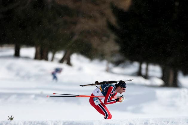 (260220) -- ANTERSELVA, Feb. 20, 2026 -- Sturla Holm Laegreid of Norway competes during the biathlon men s 15km mass start event at the 2026 Milan-Cortina Winter Olympics in Anterselva, Italy, Feb. 20, 2026. ) (MICO2026)ITALY-ANTERSELVA-OLYMPIC Winter games, Winterspiele,Spiele, Summer games BIATHLON-MEN S 15KM MASS START ZhangxTao 