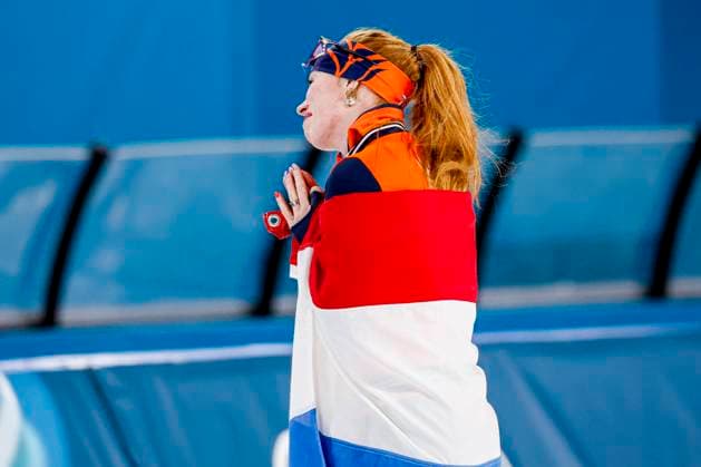 winner Antoinette Rijpma-De Jong of the Netherlands celebrating and holding flag after Women s 1500m, Milano Cortina 2026 Winter Olympics: Day 14, Speed skating, Eisschnelllauf - Milano Cortina 2026 Winter Olympics: Day 14, Milano Speed Skating Stadium, February 20, 2026, Milan, Italy.