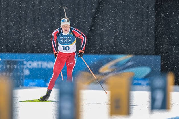 (260220) -- ANTERSELVA, Feb. 20, 2026 -- Johannes Dale-Skjevdal of Norway competes during the biathlon men s 15km mass start event at the 2026 Milan-Cortina Winter Olympics in Anterselva, Italy, Feb. 20, 2026. ) (MICO2026)ITALY-ANTERSELVA-OLYMPIC Winter games, Winterspiele,Spiele, Summer games BIATHLON-MEN S 15KM MASS START JiangxHan 