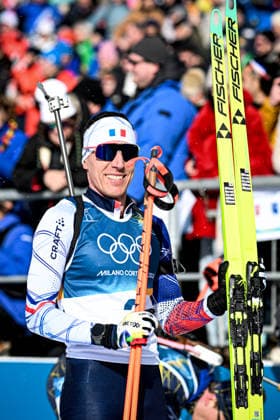 (260220) -- ANTERSELVA, Feb. 20, 2026 -- Quentin Fillon Maillet of France reacts after the biathlon men s 15km mass start event at the 2026 Milan-Cortina Winter Olympics in Anterselva, Italy, Feb. 20, 2026. ) (MICO2026)ITALY-ANTERSELVA-OLYMPIC Winter games, Winterspiele,Spiele, Summer games BIATHLON-MEN S 15KM MASS START JiangxHan 