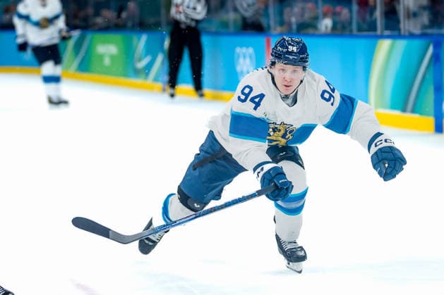 OLYMPICS - Winter Olympic Games, Olympische Spiele, Olympia, OS Milano Cortina 2026 MILAN,ITALY,20.FEB.26 - OLYMPICS, Ice hockey, Eishockey - Winter Olympic Games Milano Cortina 2026, semifinal, Canada vs Finland, men. Image shows Joel Kiviranta (FIN).  GEPAxpictures xMatthiasxTrinkl