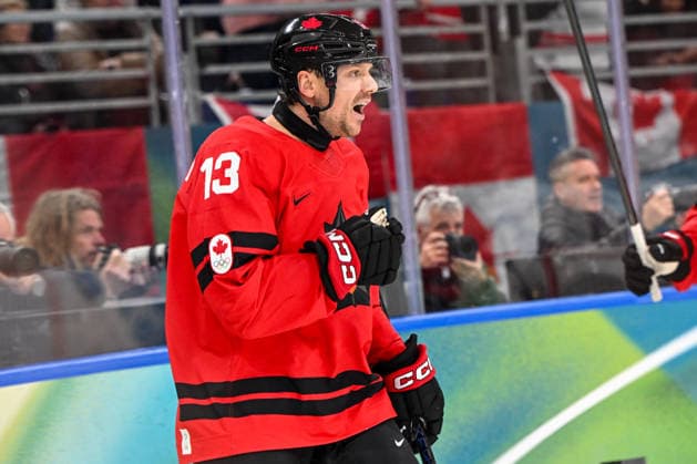 MILAN, ITALY - FEBRUARY 20: Sam Reinhart of Canada celebrate his goal during the Ice hockey, Eishockey Men™s Play-offs Semifinals match between Canada and Finland on day fourteen of the Milano Cortina 2026 Winter Olympic Games, Olympische Spiele, Olympia, OS at Milano Santagiulia Ice Hockey Arena on February 20, 2026 in Milan, Italy. Milan Milano Santagiulia Ice Hockey Arena Italy *** MILAN, ITALY FEBRUARY 20 Sam Reinhart of Canada celebrate his goal during the Ice Hockey Men™s Play offs Semifinals match between Canada and Finland on day fourteen of the Milano Cortina 2026 Winter Olympic games at Milano Santagiulia Ice Hockey Arena on February 20, 2026 in Milan, Italy Milan Milano Santagiulia Ice Hockey Arena Italy Copyright: xJustPictures.ch AndreaxBrancax jp-en-EuSpIm-AB-AAB_403820022026