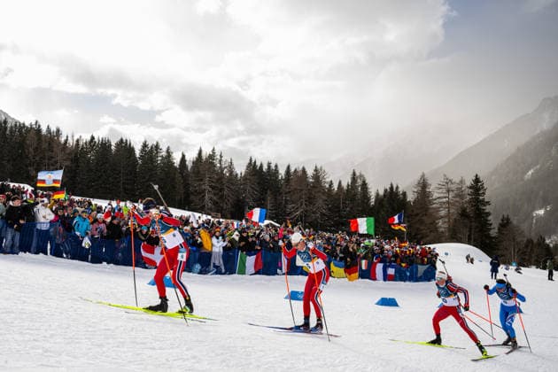 260220 Sturla Holm Laegreid, Vetle Sjastad Christiansen, Johannes Dale-Skjevdal of Norway and Tommaso Giacomel of Italy compete in men s biathlon 15 km mass start during day 14 of the 2026 Winter Olympics on February 20, 2026 in Anterselva. Photo: Mathias Bergeld BILDBYRAN kod MB MB1339 skidskytte biathlon skiskyting Olympic Games, Olympische Spiele, Olympia, OS olympics winter olympics os ol olympiska spel vinter-os olympiske leker milano cortina 2026 milan cortina 2026 milano cortina 2026 olympic games milano cortina 2026 winter olympic games milano cortina-os milano cortina-ol vinter-ol 14 bbeng masstart mass start norge norway italien *** 260220 Sturla Holm Laegreid, Vetle Sjastad Christiansen, Johannes Dale Skjevdal of Norway and Tommaso Giacomel of Italy compete in men s biathlon 15 km mass start during day 14 of the 2026 Winter Olympics on February 20, 2026 in Anterselva Photo Mathias Bergeld BILDBYRAN code MB MB1339 biathlon biathlon olympic games olympics olympics winter olympics os ol olympiska spel vinter os olympiske leker milano cortina 2026 milan cortina 2026 milano cortina 2026 olympic games milano cortina 2026 winter olympic games milano cortina os milano cortina ol vinter ol 14 bbeng masstart mass start norge norway italy  Copyright: MATHIASxBERGELD BB260220MB114