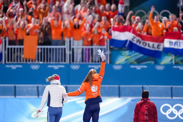 2026-02-20 - Milano Cortina 2026 Winter Olympics 1500m Women MILAN, ITALY - FEBRUARY 20: Ragne Wiklund of Norway, Antoinette Rijpma-De Jong of Netherlands, Valerie Maltais of Canada during the 1500m Women on day 16 of the Milano Cortina 2026 Winter Olympics at the Milano Speed skating, Eisschnelllauf Arena on February 20, 2026 in Milan, Italy Milan Milano Speed Skating Arena Italy Content not available for redistribution in The Netherlands directly or indirectly through any third parties. Copyright: xAndrexWeeningx