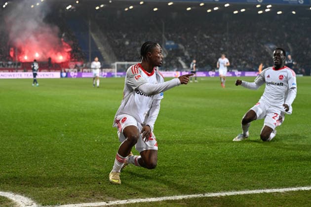 Mohamed Ali Zoma 1 FC Nuernberg celebrates after scoring his team™s first goal during the 2 Bundesliga match between VfL Bochum and 1 FC Nuernberg at Vonovia Ruhrstadion on February 20, 2026 in Bochum, Germany, Germany Photo by Ralf Treese DeFodi Images Mohamed Ali Zoma 1 FC Nuernberg celebrates after scoring his team™s first goal during the 2 Bundesliga match between VfL Bochum and 1 FC Nürnberg at Vonovia Ruhrstadion on February 20, 2026 in Bochum, Germany Photo by Ralf Treese DeFodi Images Photo by Ralf Treese DeFodi Images