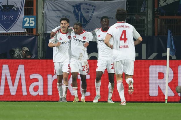 Bochum, Germany, 20 02 26, Mohamed Ali Zoma 1 FC Nuernberg celebrates with his team after scoring the 0 1 goal during the Bundesliga 2 match between VfL 1848 Bochum 1 FC Nuernberg at the Vonovia Ruhrstadion in Bochum Photo by Joachim Bywaletz DFB DFL REGULATIONS PROHIBIT ANY USE OF PHOTOGRAPHS AS IMAGE SEQUENCES AND OR QUASI VIDEO Copyright: JoachimxBywaletz xJB-Sportfoto