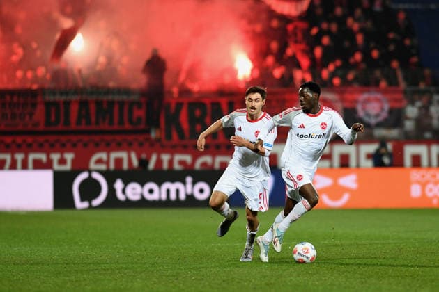 Tom Baack 1 FC Nuernberg and Rabby Nzingoula 1 FC Nuernberg in action, on the ball, single action during the 2 Bundesliga match between VfL Bochum and 1 FC Nuernberg, Vonovia Ruhrstadion on February 20, 2026 in Bochum, Germany Photo by Ralf Treese DeFodi Images Tom Baack 1 FC Nuernberg and Rabby Nzingoula 1 FC Nuernberg controls the ball during the 2 Bundesliga match between VfL Bochum and 1 FC Nürnberg at Vonovia Ruhrstadion on February 20, 2026 in Bochum, Germany Photo by Ralf Treese DeFodi Images Photo by Ralf Treese DeFodi Images