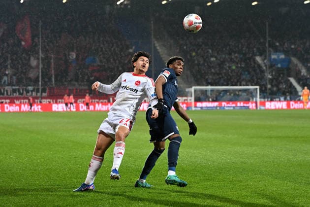 Justin von der Hitz 1 FC Nuernberg and Farid Alfa Ruprecht VfL Bochum in a duel during the 2 Bundesliga match between VfL Bochum and 1 FC Nürnberg, Vonovia Ruhrstadion on February 20, 2026 in Bochum, Germany Photo by Ralf Treese DeFodi Images Justin von der Hitz 1 FC Nuernberg and Farid Alfa Ruprecht VfL Bochum battle for the ball during the 2 Bundesliga match between VfL Bochum and 1 FC Nürnberg at Vonovia Ruhrstadion on February 20, 2026 in Bochum, Germany Photo by Ralf Treese DeFodi Images Photo by Ralf Treese DeFodi Images