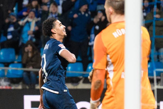 Germany 2 Bundesliga 2025 2026 Matchday 23, VfL Bochum vs 1 FC Nürnberg Friday, 20 02 2026 Vonovia Ruhr Stadion, North Rhine-Westphalia Goal for 1 1 by Francis Onyeka VfL Bochum, 21 Penalty kicks Cheers Joy Emotions Goal celebration Copyright: xCelinaxLeiersx