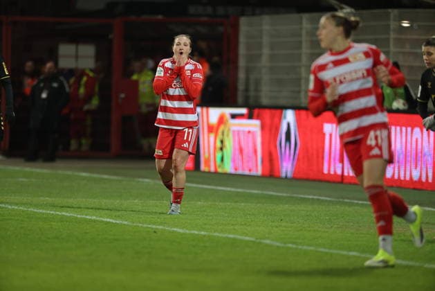 Dina Orschmann disappointed after missed goal chance Disappointment Sport Football Soccer Bundesliga Women Women Season 2025 2026 20 02 2026 1 FC Union Berlin vs 1 FC Köln DFL regulations prohibit any use of photographs as image sequences and or quasi video