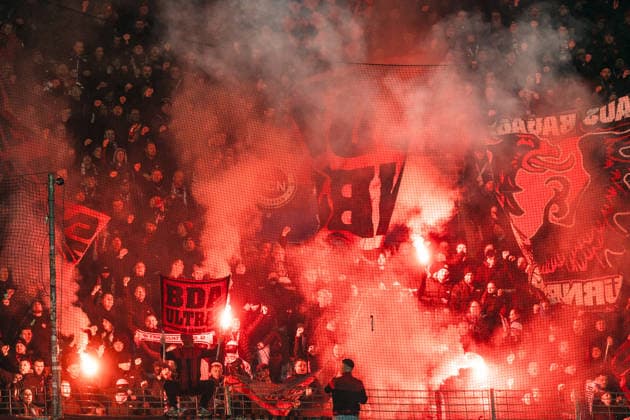 Germany 2 Bundesliga 2025 2026 Matchday 23, VfL Bochum vs 1 FC Nürnberg Friday, 20 02 2026 Vonovia Ruhr Stadion, North Rhine-Westphalia Fans Spectators Mood Scarf Away Block Guests Copyright: xCelinaxLeiersx