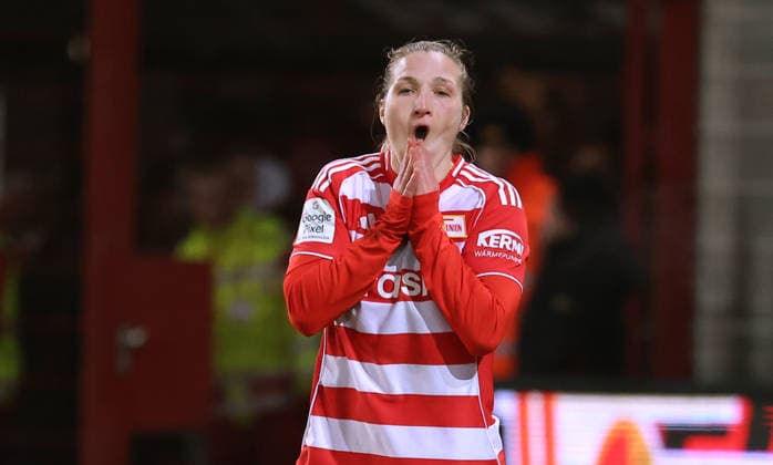 Dina Orschmann disappointed after missed goal chance Disappointment Sport Football Soccer Bundesliga Women Women Season 2025 2026 20 02 2026 1 FC Union Berlin vs 1 FC Köln DFL regulations prohibit any use of photographs as image sequences and or quasi video