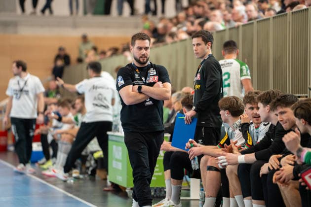 Handball I Men I Season 2025 2026 I 2 Bundesliga I 20 Matchday I HC Oppenweiler Backnang TUSEM Essen I 20 02 2026 Kenji Hövels Coach, TUSEM Essen Backnang Murrtal Arena Baden Württemberg Germany Copyright: xLobeca MaxxPetershansx