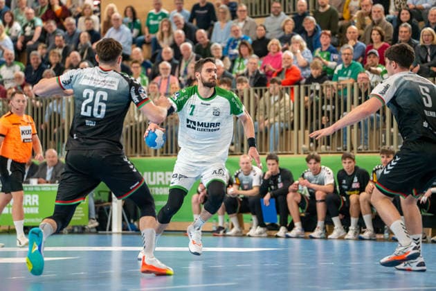 Handball I Men I Season 2025 2026 I 2 Bundesliga I 20 Matchday I HC Oppenweiler Backnang TUSEM Essen I 20 02 2026 Dominik Weiß 7, HC Oppenweiler Backnang with ball Backnang Murrtal Arena Baden Württemberg Germany Copyright: xLobeca MaxxPetershansx