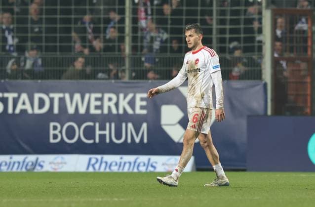 20 02 2026 Soccer Season 2025 2026 2 Soccer Bundesliga 23 Matchday VfL Bochum 1 FC Nuremberg FCN Club Sportfoto Zink DaMa xdaxmax DFL regulations prohibit any use of photographs as image sequences and or quasi video only for editorial use Adam Markhiev 6, 1 FC Nuremberg FCN exhausted disappointed disappointment after the end of the match