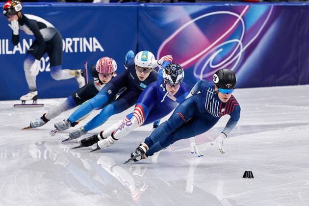 MILAN , 20-02-2026 , Milano Ice Skating Arena , Olympic Winter games, Winterspiele,Spiele, Summer games 2026 - Short Track 20-02 Women 1500m Quarterfinals , Picture shows Aurelie Leveque Olympic Winter Games 2026 - Short Track 20-02  x201764781x Copyright: