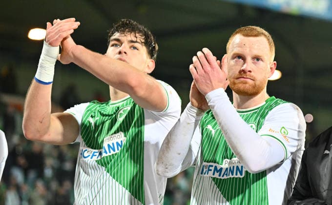 20 02 2026 Soccer Season 2025 2026 2 Soccer Bundesliga 23 Matchday SpVgg Greuther Fürth Kleeblatt SGF DSC Arminia Bielefeld Sportfoto Zink xwoxzix DFL regulations prohibit any use of photographs as image sequences and or quasi video only for editorial use Reno Münz Muenz 5, SpVgg Greuther Fürth Paul Will 13, SpVgg Greuther Fürth Jubel Freude nach Spielende