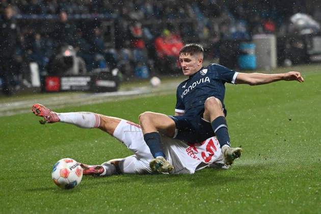Callum MARSHALL BO vs Finn Ole BECKER N Action, Duel, Football 2 Bundesliga, Matchday 23, matchday 23, VfL Bochum BO 1 FC Nuernberg 1 on 20 02 2026, Vonovia Ruhrstadion Bochum Germany DFL regulations prohibit any use of photographs as image sequences and or quasi video ÃÂ