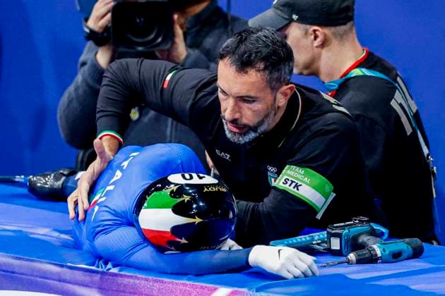 Arianna Fontana of Italy is massaged after Women s 1500m Quarterfinals, Milano Cortina 2026 Winter Olympics: Day 14, Short Track Speed skating, Eisschnelllauf - Milano Cortina 2026 Winter Olympics: Day 14, Milano Speed Skating Stadium, February 20, 2026, Milan, Italy.