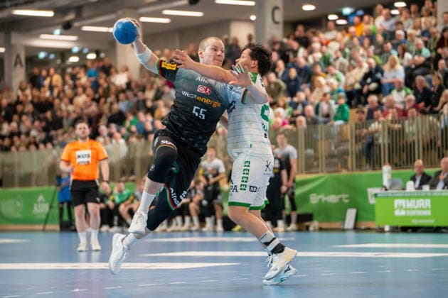 Handball I Men I Season 2025 2026 I 2 Bundesliga I 20 Matchday I HC Oppenweiler Backnang TUSEM Essen I 20 02 2026 Oskar Kostuj 55, TUSEM Essen im Wurf Backnang Murrtal Arena Baden Württemberg Germany Copyright: xLobeca MaxxPetershansx