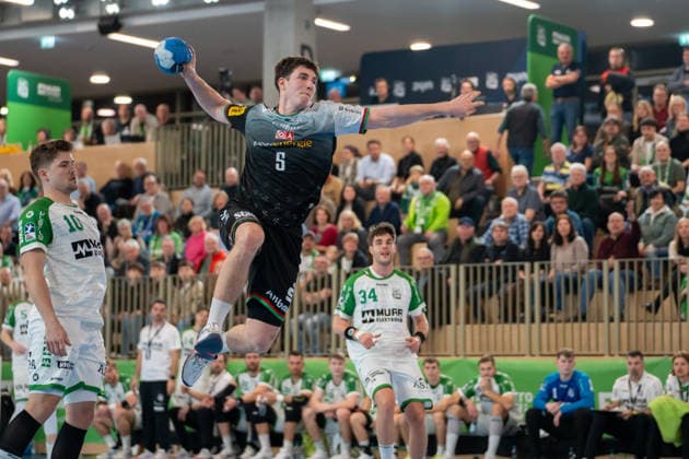 Handball I Men I Season 2025 2026 I 2 Bundesliga I 20 Matchday I HC Oppenweiler Backnang TUSEM Essen I 20 02 2026 Valentin Willner 5, TUSEM Essen im Wurf Backnang Murrtal Arena Baden Württemberg Germany Copyright: xLobeca MaxxPetershansx