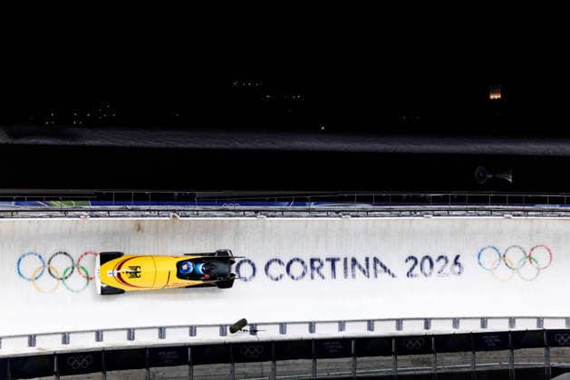 CORTINA, ITALY - FEBRUARY 20: Kim Kalicki Talea Prepens (Germany) during the Bobsleigh 2-woman Heat 1 and 2 at the Milano Cortina 2026 Olympics at Cortina Sliding Centre on day 14 of the Milano Cortina 2026 Olympics on February 20, 2026 in Cortina, Italy. Editorial use only. Italy Copyright: xSteffiexWunderlx