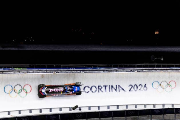 CORTINA, ITALY - FEBRUARY 20: Kaillie Humphries Jasmine Jones (United States of America) during the Bobsleigh 2-woman Heat 1 and 2 at the Milano Cortina 2026 Olympics at Cortina Sliding Centre on day 14 of the Milano Cortina 2026 Olympics on February 20, 2026 in Cortina, Italy. Editorial use only. Italy Copyright: xSteffiexWunderlx