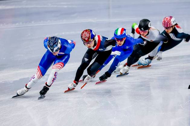 Corinne Stoddard of United States of America and Minjeong Choi of Republic of Korea and Arianna Sighel of Italy Women s 1500m Semifinals, Milano Cortina 2026 Winter Olympics: Day 14, Short Track Speed skating, Eisschnelllauf - Milano Cortina 2026 Winter Olympics: Day 14, Milano Speed Skating Stadium, February 20, 2026, Milan, Italy.
