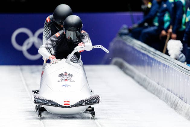 OLYMPICS - Winter Olympic Games, Olympische Spiele, Olympia, OS Milano Cortina 2026 CORTINA D AMPEZZO,ITALY,20.FEB.26 - OLYMPICS, BOBSLEIGH - Winter Olympic Games Milano Cortina 2026, 2-woman, heat 1 and 2. Image shows Katrin Beierl and Christina Simone Williams (AUT).  GEPAxpictures xMaticxKlansek