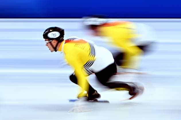 Belgian shorttrack skater Stijn Desmet pictured in action during the Final B of the men s 5000m relay Short Track Speed skating, Eisschnelllauf at the Milano Cortina 2026 Olympic Winter games, Winterspiele,Spiele, Summer games on Friday 20 February 2026 in Milan, Italy. The XXV Winter Olympics take place from 6 to 22 February 2026 in Italy. JASPERxJACOBS  x164364361x