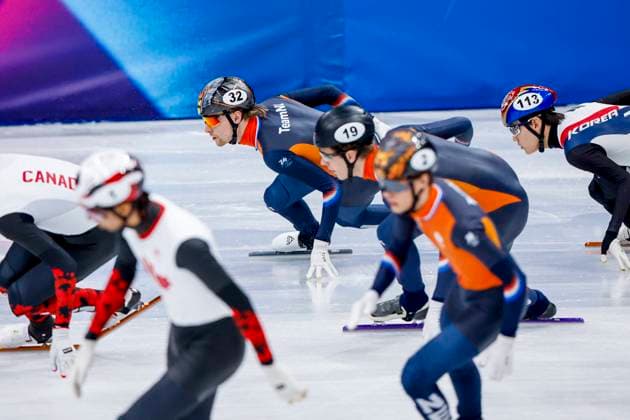 Friso Emons of the Netherlands Men s 5000m Relay Finals, Milano Cortina 2026 Winter Olympics: Day 14, Short Track Speed skating, Eisschnelllauf - Milano Cortina 2026 Winter Olympics: Day 14, Milano Speed Skating Stadium, February 20, 2026, Milan, Italy.