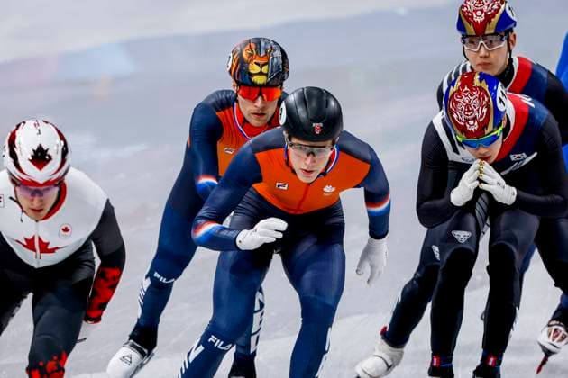 Friso Emons of the Netherlands and Teun Boer of the Netherlands and Juneseo Lee of Republic of Korea Men s 5000m Relay Finals, Milano Cortina 2026 Winter Olympics: Day 14, Short Track Speed skating, Eisschnelllauf - Milano Cortina 2026 Winter Olympics: Day 14, Milano Speed Skating Stadium, February 20, 2026, Milan, Italy.