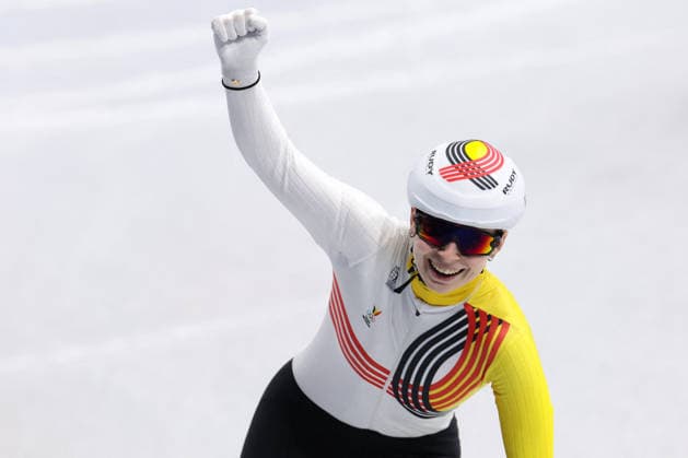 Winter Olympics - Short Track Speed skating, Eisschnelllauf Women s 1500m Tineke den Dulk of Team Belgium competes in the Short Track Speed Skating Women s 1500m during Day 14 of the Milano Cortina 2026 Winter Olympics at Milano Ice Skating Arena on February 20, 2026 in Milan, Italy. Photo by Alexis Jumeau ABACAPRESS.COM Milan Italy  Copyright: xJumeauxAlexis ABACAx