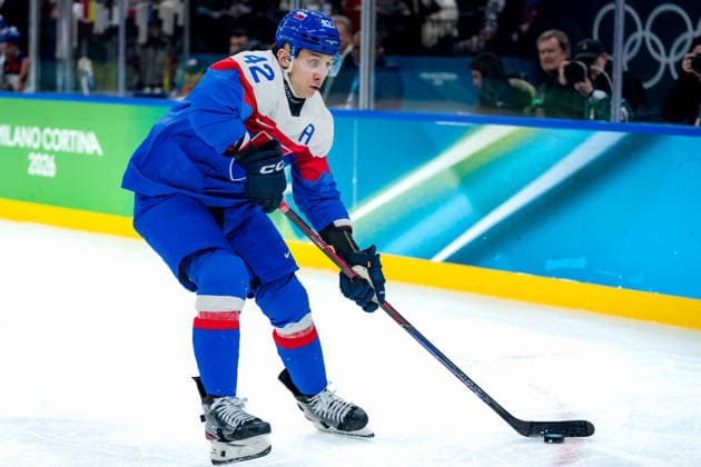 OLYMPICS - Winter Olympic Games, Olympische Spiele, Olympia, OS Milano Cortina 2026 MILAN,ITALY,20.FEB.26 - OLYMPICS, Ice hockey, Eishockey - Winter Olympic Games Milano Cortina 2026, semifinal, USA vs Slovakia, men. Image shows Martin Fehervary (SVK).  GEPAxpictures xMatthiasxTrinkl