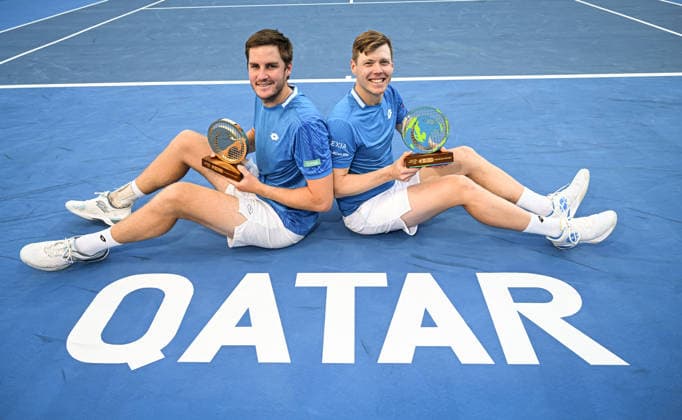 Qatar ExxonMobil Open 2026 Doubles Finals, winners Harri Heliovaara r, FIN with Henry Patten GBR Doubles Finals