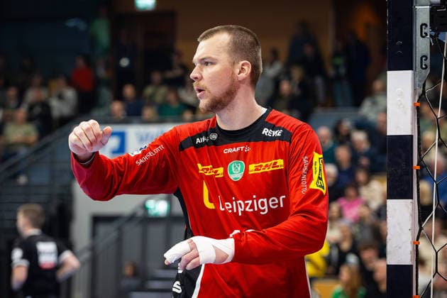20 02 2026, xovx, Handball Daikin Handball Bundesliga, HSG Wetzlar SC DHfK Leipzig Cheers for Tomas Mrkva SC DHfK Leipzig Wetzlar Buderus Arena Hessen Germany EN