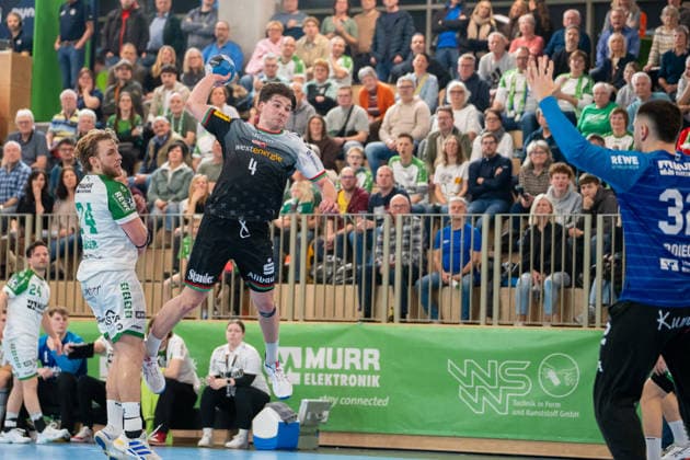 Handball I Men I Season 2025 2026 I 2 Bundesliga I 20 Matchday I HC Oppenweiler Backnang TUSEM Essen I 20 02 2026 Felix Göttler 4, TUSEM Essen im Wurf Backnang Murrtal Arena Baden Württemberg Germany Copyright: xLobeca MaxxPetershansx