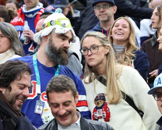 Milano Cortina 2026, Ice hockey, men, semi-final, Slovakia - USA, Jason Kelce in the audience