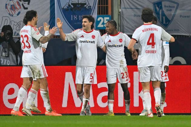 Mohamed Ali Zoma Nuernberg 23 cheers with the team after scoring the 0 1 goal 20 02 2026 Soccer VfL Bochum vs 1 FC Nuernberg, Vonovia Ruhrstadion, Bochum, DFB DFL REGULATIONS PROHIBIT ANY USE OF PHOTOGRAPHS AS IMAGE SEQUENCES AND OR QUASI VIDEO Copyright: xpepphotox xHorstxMauelshagenx pep00321, pep_20260220_hm_284881
