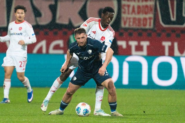 Germany 2 Bundesliga 2025 2026 Matchday 23, VfL Bochum vs 1 FC Nuremberg Friday, 20 02 2026 Vonovia Ruhr Stadion, North Rhine-Westphalia Maximilian Wittek VfL Bochum, 32 Hindolo Mustapha 1 FC Nuremberg, 22 Copyright: xCelinaxLeiersx