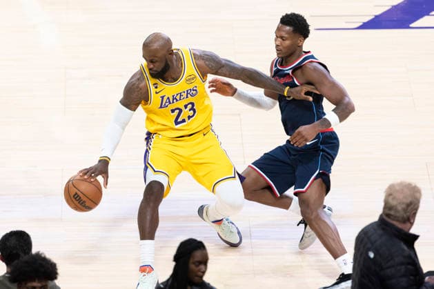 February 20, 2026, Los Angeles, California, USA: Los Angeles LakersÃ¢â‚¬â ¢ LeBron James (23) is defended by Los Angeles Clippers Benedict Mathurin (9) during an NBA, Basketball Herren, USA basketball game at Crypto.com Arena on Friday, Feb. 20, 2026 in Los Angeles. Los Angeles USA - ZUMAc68_ 20260220_zaf_c68_051 Copyright: xRingoxChiux