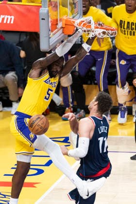 February 20, 2026, Los Angeles, California, USA: Los Angeles LakersÃ¢â‚¬â ¢ Deandre Ayton (5) dunks against Los Angeles Clippers Brook Lopez (11) during an NBA, Basketball Herren, USA basketball game at Crypto.com Arena on Friday, Feb. 20, 2026 in Los Angeles. Los Angeles USA - ZUMAc68_ 20260220_zaf_c68_065 Copyright: xRingoxChiux