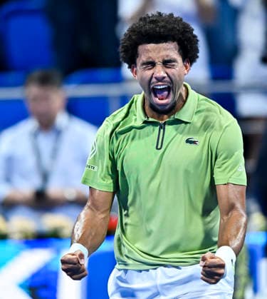 ATP, Tennis Herren Qatar Exxonmobil Open-semi-final Arthur Fils of France celebrates after winning against Jakub Mensik of Czech Republic in the semi-final at the ATP men s Qatar ExxonMobil Open 2026 tennis tournament at the Khalifa International Tennis Complex in Doha, Qatar, on February 20, 2026. DOHA Qatar Copyright: xNOUSHADx