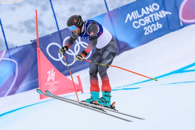 OLYMPICS - Winter Olympic Games, Olympische Spiele, Olympia, OS Milano Cortina 2026 LIVIGNO,ITALY,21.FEB.26 - OLYMPICS, FREE SKI, FREESTYLE SKIING - Winter Olympic Games Milano Cortina 2026, Skicross, men, qualification. Image shows Johannes Aujesky (AUT).  GEPAxpictures xWolfgangxGrebien