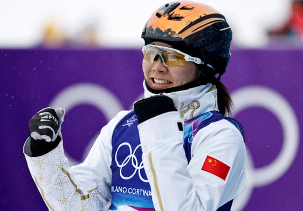 (260221) -- LIVIGNO, Feb. 21, 2026 -- Xu Mengtao of China reacts during the freestyle skiing mixed team aerials final 1 at the Milan-Cortina 2026 Olympic Winter games, Winterspiele,Spiele, Summer games in Livigno, Italy, Feb. 21, 2026. ) (MICO2026)ITALY-LIVIGNO-OLYMPIC WINTER GAMES-FREESTYLE SKIING-MIXED TEAM AERIALS-FINAL WangxPeng 
